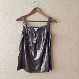 J. Crew women's gold metallic tank top 100% cotton NEW Sz 4